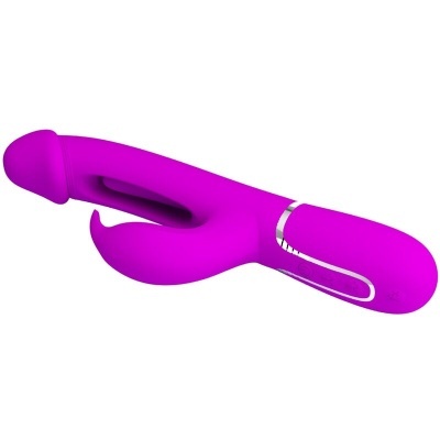 Vibrador rosa em silicone com design anatómico e função dupla