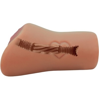 Produto em silicone com textura interna detalhada e padrão de coração no centro