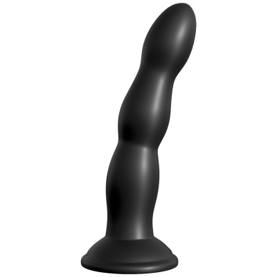 Plug anal de silicone preto com três seções e base larga
