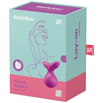 Caixa do vibrador Lay-on Satisfyer Viva la Vulva 3 azul claro e rosa