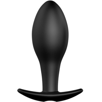 Plug anal preto de silicone liso com base em barra