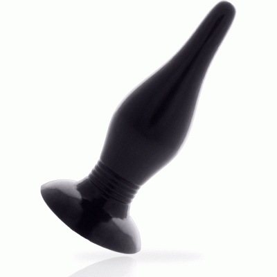 Plug anal preto de silicone com base larga