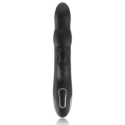 Vibrador preto com botão de controlo e detalhe em forma de coelho