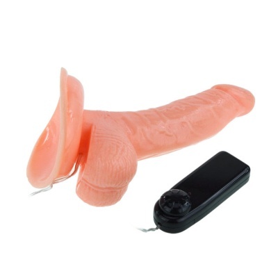 Vibrador realista rosa com ventosa e comando preto