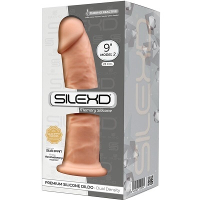 Embalagem de dildo de silicone SILEXD 9 polegadas cor de pele