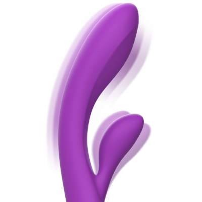 Vibrador roxo de silicone com duas extremidades curvas