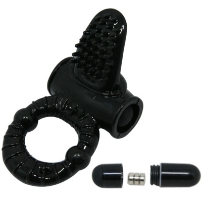 Anel vibrador preto com cápsula vibratória desmontada
