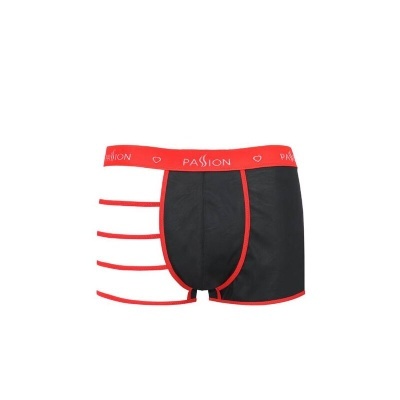 Cuecas boxer masculinas pretas e brancas com detalhes vermelhos e cintura elástica PASSION.