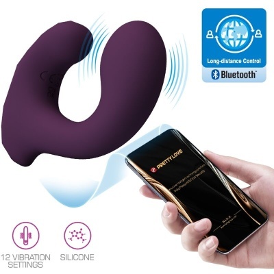 Produto flexível roxo em silicone com controlo remoto por smartphone Bluetooth