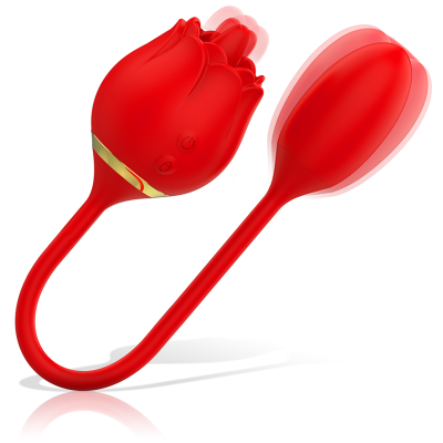 Produto de silicone vermelho em forma de flor com bola oval ligada