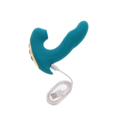 Vibrador anatómico azul turquesa com cabo USB