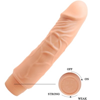 Vibrador cor pele com textura realista e anel de controlo