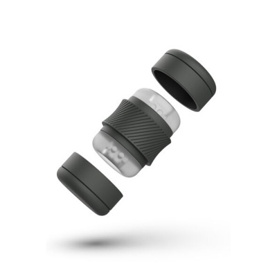 Peças de borracha preta e silicone translúcido com textura