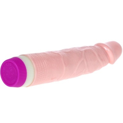 Vibrador realista cor de pele com base roxa