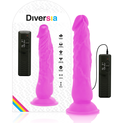 Vibrador rosa com comando preto na embalagem Diversia