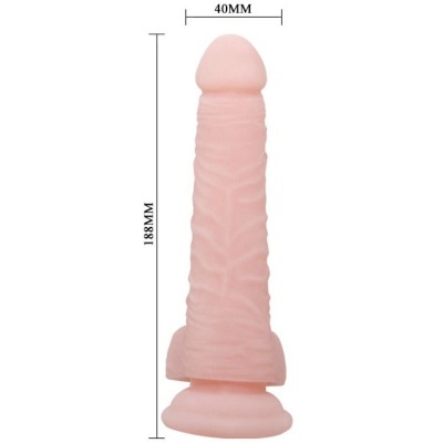 Dildo cor de pele com textura e dimensões indicadas