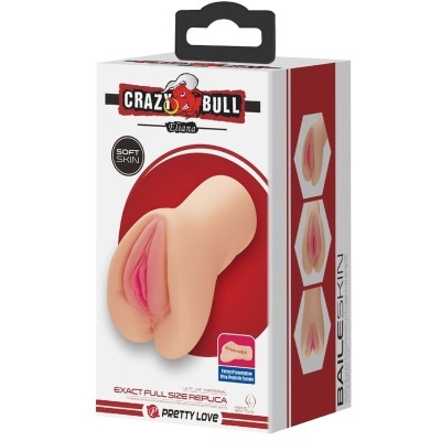 Embalagem de produto sexual réplica feminina marca Crazy Bull.