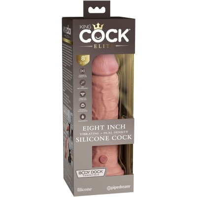 Embalagem de dildo de silicone King Cock Elite cor de pele com 8 polegadas