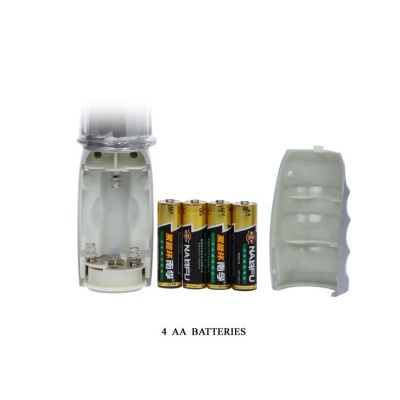 Pilhas AA NASHU e carcaça plástica branca aberta em fundo branco com texto