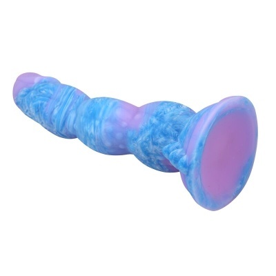 Produto azul e lilás com textura ondulada e abas distintas sobre fundo branco