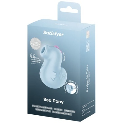 Caixa azul com vibrador Satisfyer Sea Pony azul de silicone