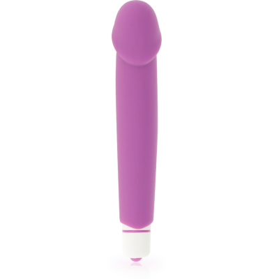 Vibrador rosa com base branca sobre fundo branco