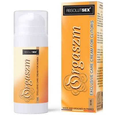 Frasco e embalagem de creme exclusivo para clítoris ABSOLUT SEX+ orgaszm