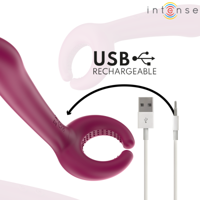 Dispositivo roxo em forma de anel com textura e cabo USB para carregamento