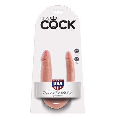 Produto sexual KING COCK Double Penetrator na embalagem branca