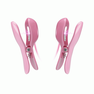Par de grampos de cabelo cor-de-rosa com design curvo e detalhe metálico