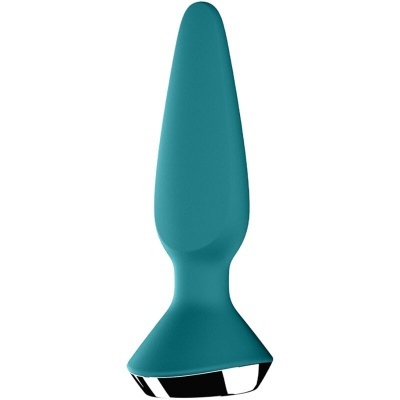 Plug anal azul turquesa com base prateada