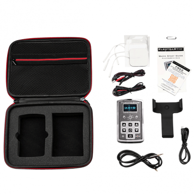 Kit eletrônico com estojo preto e acessórios