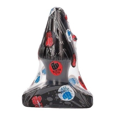 Boneca de borracha preto com película plástica e punhos coloridos