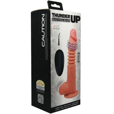 Embalagem do produto erótico THUNDER UP SUCTION BASE com dildo e controlo remoto