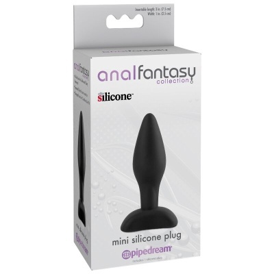 Caixa com plugue anal pequeno de silicone preto
