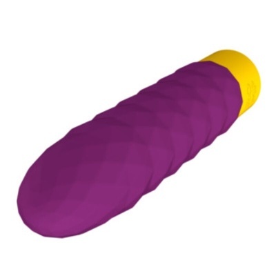 Vibrador roxo texturizado com base amarela