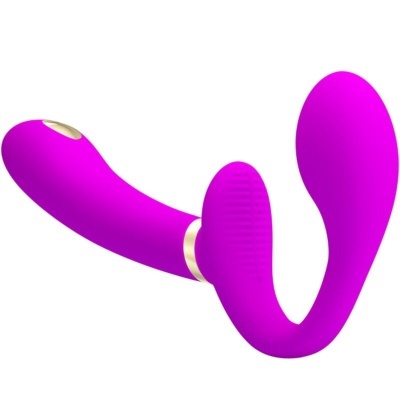 Vibrador curvo em silicone roxo com detalhes dourados
