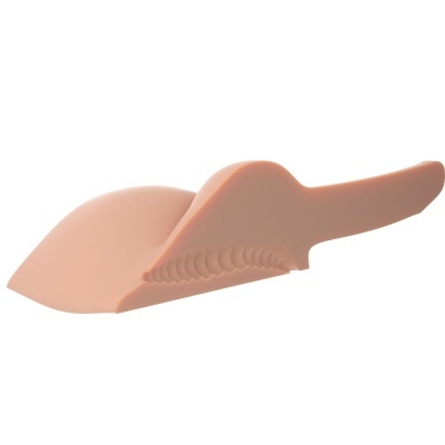 Espátula de silicone cor de pele com textura dentada