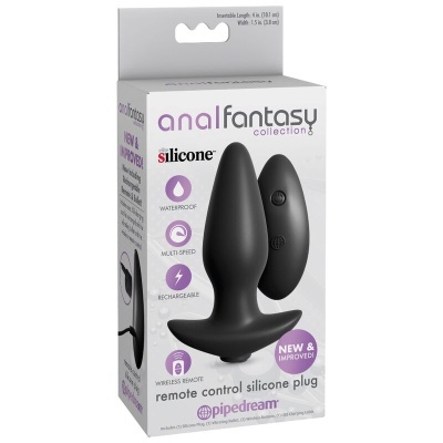 Embalagem de plug anal de silicone preto com controlo remoto
