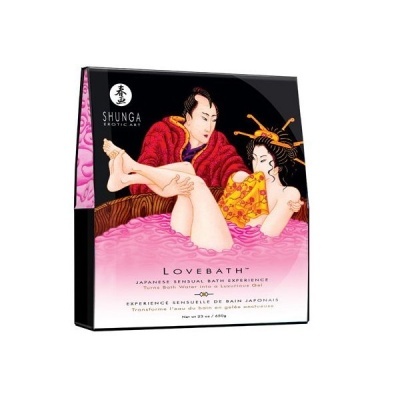 Embalagem Shunga Erotic Art Lovebath com ilustração japonesa de casal na banheira