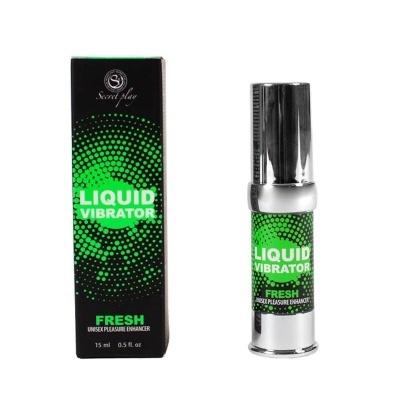 Frasco e embalagem de produto LIQUID VIBRATOR FRESH em fundo branco