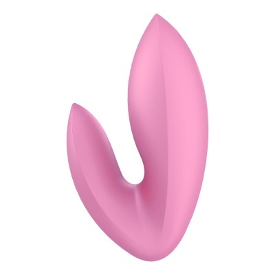 Vibrador cor-de-rosa ergonómico em silicone com duas extremidades curvas