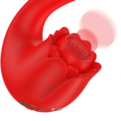 Aparelho vermelho ergonómico com flor central e extremidade curva