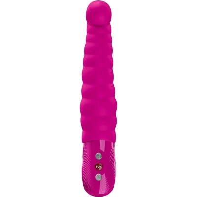 Vibrador rosa com textura e botões na base