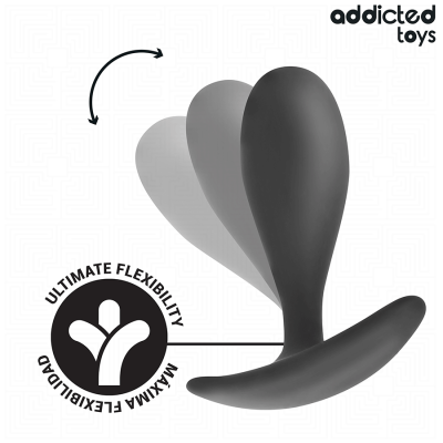 Plug anal preto flexível com base alargada