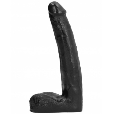 Dildo preto com texturas realistas em fundo branco