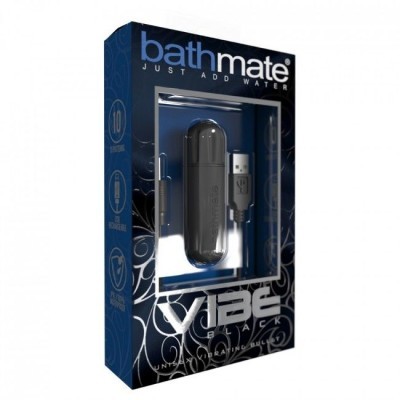 Produto Bathmate Vibe Black em embalagem preta e azul com cabo USB