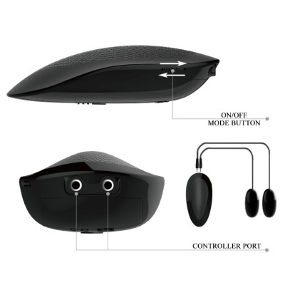 Dispositivo eletrónico preto com botão e entradas para controladores