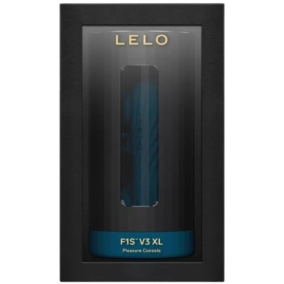Embalagem preta do produto LELO F1S V3 XL Pleasure Console com janela transparente