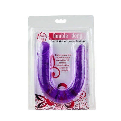 Brinquedo sexual dupla penetração roxo embalado
